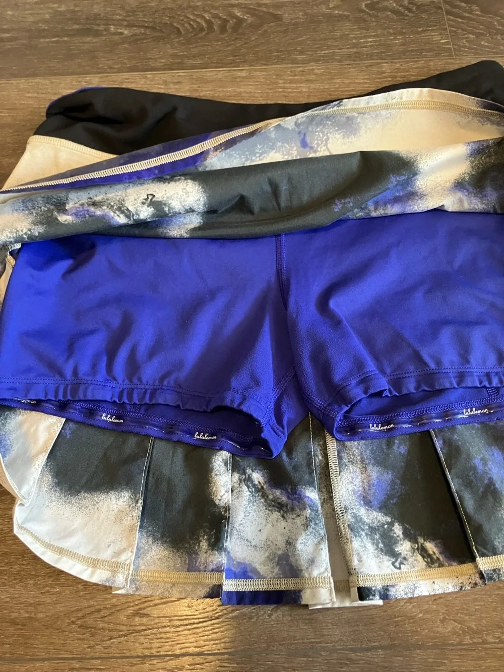 Lululemon Run Pace Setter Skirt Skort Milky Way Multi Print Pigment Blue 8 Tall